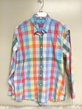Alan Flusser Button Up Shirt Men&#39;s Size L Multicolor Plaid Long Sleeve Cotton - £17.90 GBP