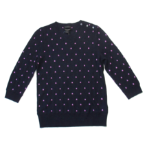 NWT J.Crew Collection Italian Cashmere Pointelle Dot Navy Herringbone Sweater S - £80.42 GBP