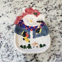 Christmas Snowman Candy Nut Dish Wall Decorative Plate Plaque Hanging - £6.58 GBP