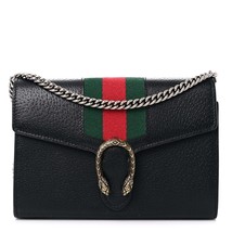 Gucci Calfskin Web Mini Dionysus Chain Wallet Black - £1,658.35 GBP