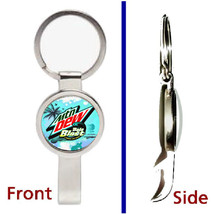 Mountain Mt Mtn Dew Baja Blast Pendant Keychain silver tone secret bottle opener - £9.96 GBP