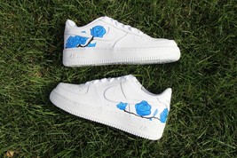 Custom Womens Blue Rose Air Force 1s –  Floral White AF1s - $224.99