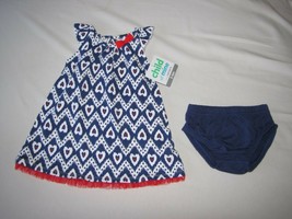 Carters Child Of Mine Blue White Red Heart Tulle Dress 4TH July Summer 3-6 New - £7.11 GBP