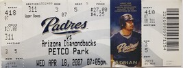 San Diego PADRES vs Arizona Diamondbacks Petco Park Apr 18 2007 Ticket Stub - £3.95 GBP