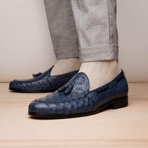 Aubiere Genuine Ostrich Quill Classic Loafers Navy image 6