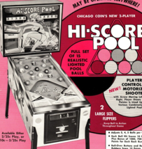 Hi-Score Pool Pinball Flyer Original Chicago Coin 1971 Artwork Promo Retro Game - £29.56 GBP