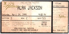 Vintage Alan JACKSON Ticket Stumpf April 24 1999 Las Vegas California - £35.75 GBP