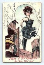 1906 Vintage Comic Postcard &quot;Queen Of The Seashore&quot; Young Beach Lady On The Dock - £7.81 GBP
