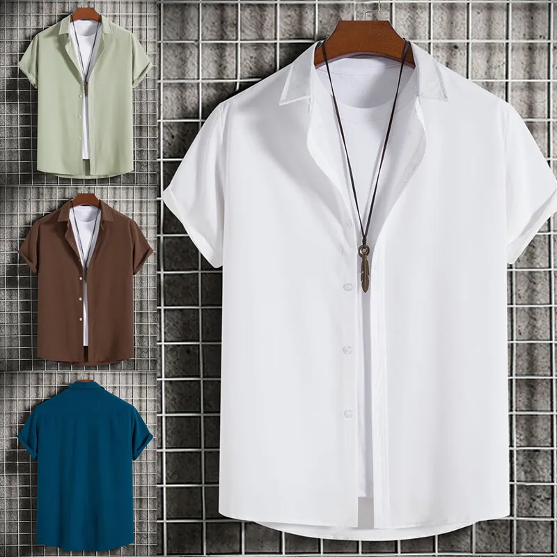 Men&#39;s New Fashion Casual Dress Shirt Button Down Top Short Sleeve Shirt - £27.52 GBP