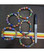 LOT 5 pcs chevron Multilayer Glass beads with Bronze spacer beads Bracelet - $1,136.61 MXN