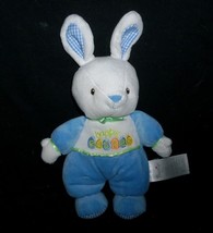 10&quot; Prestige Happy Easter Baby Bunny Rabbit Blue Rattle Stuffed Animal Plush Toy - £15.18 GBP