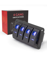 4 Gang Rocker Switch Aluminum Panel with Blue LED Light Waterproof - $27.08