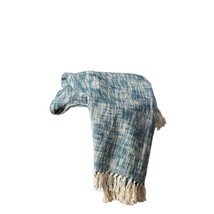 50" X 60" Blue and White Woven Cotton Throw Blanket with Fringe - $1,398.25 MXN