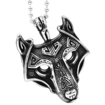 Norse Wolf Necklace Silver Stainless Steel Viking Geri Freki Fenrir Pendant - £18.09 GBP