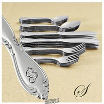 Rose 46-Piece Flatware Set Silverware Mirror-polished stainless steel fi... - $66.49