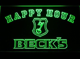 Beck&#39;s Happy Hour Beer Bar LED Neon Sign Hang Signs Wall Home Decor Pub Club  - £20.77 GBP+