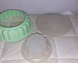 Vintage Tupperware Green Fluted 9&quot; Jello Mold Ice Ring 1201-2 1202-6 and... - $18.65