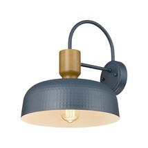 Modern Barn Light Fixtures Wall Lamps Sconces With Hammered Metal Shade, Blue Go - £75.13 GBP