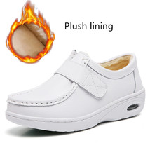 Women&#39;s Female nurse mother Loafers Genuine Leather Flats White Shoes Platform S - £38.98 GBP