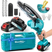 Seesii Mini Chainsaw 6 Inch,Cordless Chainsaw W/ 2X2000Mah, Ch600+ - $90.99