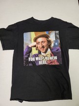 Willy Wonka &amp; The Chocolate Factory Metallic Cult Movie Film Black Shirt Medium - £7.60 GBP