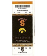 2007 Sept 8th Full Ticket Syracuse @ Iowa NCAA Football Kinnick Stadium - $34.34 CAD