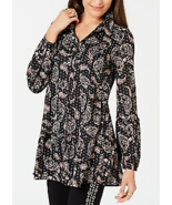 Style &amp; Co Button-Down Printed Peplum Top, Size Large - $25.84