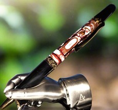 Red and White Swirl &quot;Gisi Style&quot; Pen with a Black Titanium Pen Kit and G... - $44.99
