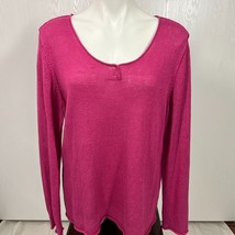 Eileen Fisher XL Linen Pink Knit Top Long Sleeve Sweater - $533.02 MXN
