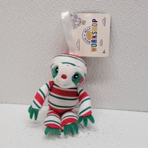 Build a Bear Red Green White Striped SLOTH 2019 Christmas Tree Ornament Plush - £27.27 GBP