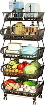 Wisdom Star 5 Tier Fruit Vegetable Basket For Kitchen, Fruit Vegetable, Black - £40.66 GBP