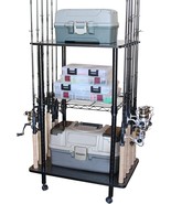 Fishing Gear Equipment Rack Rod Tackle Boxes Holder 12 Fishing Rod Tackl... - $135.17 CAD