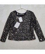 ITMFL Womens Blouse Size Large Dora Top Sequined IN THE MOOD FOR LOVE Black - £280.64 GBP