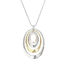 Hammered Multi Oval Pendant Necklace Silver and Gold - £11.10 GBP