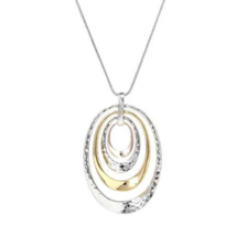 Hammered Multi Oval Pendant Necklace Silver and Gold - £10.94 GBP