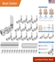 Essential 15-Pack Cam Locks with Keys, 1-1/2&#39;&#39; Waterproof Security Solution - $65.99