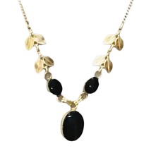 Vintage Onyx &amp; 1/20 12K Gold Filled 18&quot; Necklace By Amco - £51.41 GBP