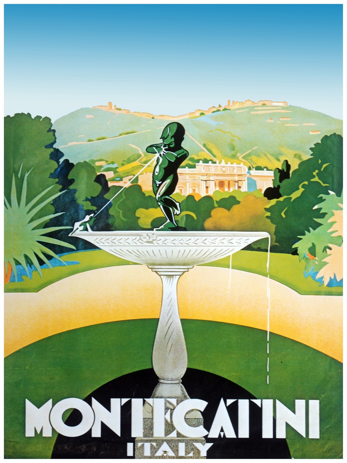 4817.Montecatin.italy.water fountain in garden.POSTER.decor Home Office art - $17.10+