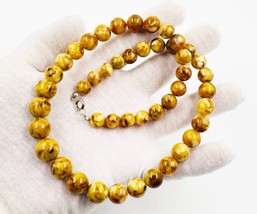 Amber Necklace Natural Baltic Amber Necklace Genuine Amber Beads pressed - £189.68 GBP