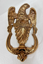 Older Brass Metal Eagle&amp; Scroll Large Door Knocker Johnson in Raised Let... - €29,20 EUR