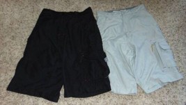 Boys Shorts 2 Pair Cargo Sonoma Black &amp; Gray Microfiber Casual-size 14 - £6.26 GBP