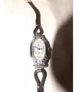 Antique 1920s Art Deco NEUCHATEL WATCH 15 Jewel White Gold Fill Case 4 Sapphires - $425.00