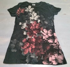 Converse One Star Black Floral T-shirt Womans Size Medium  - £11.23 GBP