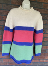 Vtg Pure Wool Sweater Medium Long Sleeve Pullover Cardigan Irelands Eye Striped - £33.61 GBP