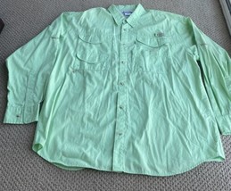 Columbia PFG Shirt Mens XL Green Fishing with Embroidered Fish on Back - $20.57
