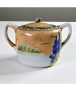 vintage nippon handpainted porcelain tea sugar bowl Lake Sunset scene Or... - $571.18 MXN