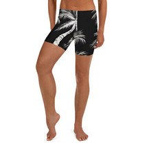 New Women&#39;s Running Athletic Shorts Palm Tree Print Mid-rise Mid-Thigh Stretch - £16.21 GBP+