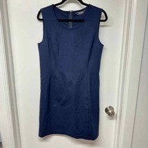 Lands End Womens Solid Navy Blue Sheath Sleeveless Dress Size 12P Petite - £21.80 GBP