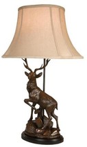 Sculpture Table Lamp English Deer Left Facing, Detailed Hand Painted OK Casting - £597.34 GBP
