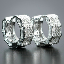 Unisex Earrings Hip Hop Style Micro Inlaid Full Rhinestone Zircon Earrings Stree - £7.91 GBP